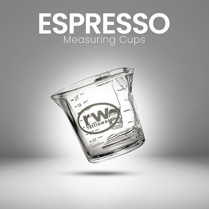 Rattleware 3 oz Espresso Shot Glass Pitcher – Double Spouted Genuine Barista Measuring Cup with White Graduations in ml & oz – High-Volume, Commercial-Grade for Swift Espresso Pouring & Precision