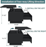 Load image into Gallery viewer, HOMMPA 40'' Lift Top Coffee Table, Black Coffee Tables with Storage for Living Room, LED Modern Coffee Table, Flip Top Center Table with 2 Drawers &amp; Hidden Compartment, Lift Up Wooden Coffee Table