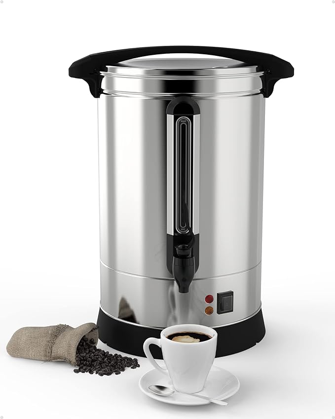 Garvee 100 Cup Fast Brew Commercial Coffee Urn, Food Grade Stainless Steel Large Capacity Coffee Maker Perfect for Church, Meeting rooms, Lounges, and Other Large Gatherings-14 L