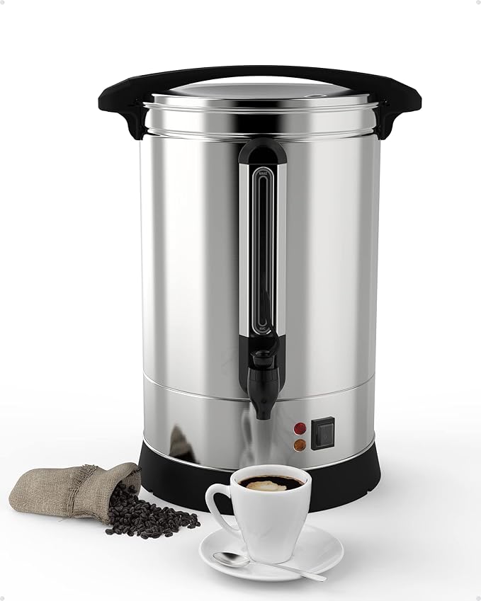 Garvee 100 Cup Commercial Coffee Maker, Food Grade Stainless Steel Large Capacity Coffee Urn Perfect for Church, Meeting rooms, Lounges, and Other Large Gatherings-14 L