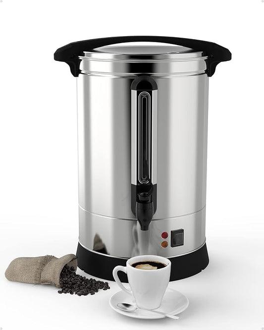 Garvee 100 Cup Commercial Coffee Maker, Food Grade Stainless Steel Large Capacity Coffee Urn Perfect for Church, Meeting rooms, Lounges, and Other Large Gatherings-14 L