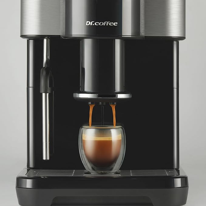 Dr.coffee H1 Fully Automatic Espresso Maker, Bean To Cup Coffee Machine, Espresso Coffee Machine With Steam Wand, 6 Customized Beverages For Home Use, Piano Black