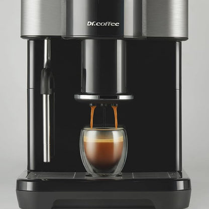 Dr.coffee H1 Fully Automatic Espresso Maker, Bean To Cup Coffee Machine, Espresso Coffee Machine With Steam Wand, 6 Customized Beverages For Home Use, Piano Black