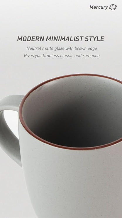 famiware Mercury Coffee Mugs 13 oz, Coffee Mugs Set of 6 with Handle, Cups for Latte, Hot Tea, Cappuccino, Mocha, Cocoa, Dark Grey