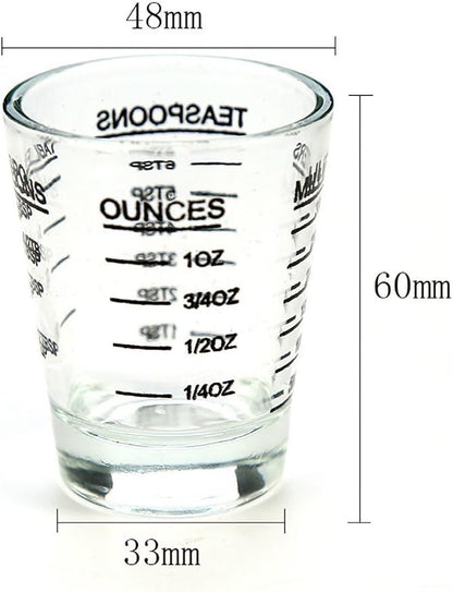 Shot Glasses Measuring cup Liquid Heavy Glass Wine Glass Espresso Shot Glass 26-Incremental Measurement 1oz, 6 Tsp, 2 Tbs, 30ml (2 pack-black 30ml)