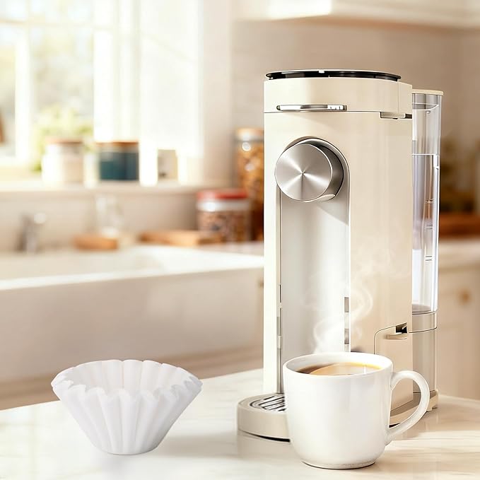 Segarty 150 Count Paper Basket Coffee Filters Disposable, 6.1in 1-2 Cup White Paper Filter, Ideal Pour Over Maker Basket Dripper Liners for Home, Office, Cafeteria Use, Suitable for Most Coffee Maker