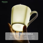 Load image into Gallery viewer, Bone China Coffee Mugs, 10oz Espresso Cups Set of 4, Lightweight Ceramic Coffee Mugs, Porcelain White Tea Cups, Latte Mugs for Women Men Moonlight, Gold Trim