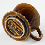 Load image into Gallery viewer, Asayu Japan Ceramic Coffee Pour Over Maker Set in Caramel, Slow Brewing Paper Filter Holder and Dripper with 3 Holes for Coffee and Tea (Complete 2PCS Set)