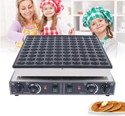 100PCS Mini Dutch Pancake Baker, Electric Waffle Maker Machine Nonstick, Poffertjes Maker Dorayaki Baker 1.8 Inches for Home and Restaurants, 110V, 3400W