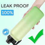 Load image into Gallery viewer, DOMICARE 40 oz Insulated Water Bottle, Vacuum Insulated Stainless Steel Sports Water Bottle with Straw Lid &amp; Spout Lid, Leakproof, Reusable - Travel, Camping, Bike, Green Gradient