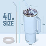 Load image into Gallery viewer, 40 oz Tumbler with Handle and Straw Lid,Insulated Reusable Stainless Steel Water Bottle Travel Mug，Cupholder Friendly Double Wall Vacuum Sealed Cup (Sky Blue)