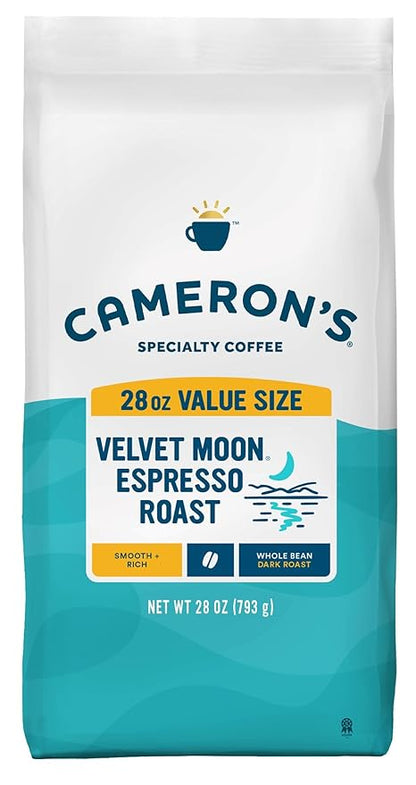Cameron's Coffee Roasted Whole Bean Coffee, Velvet Moon Espresso Roast, 28 Ounce