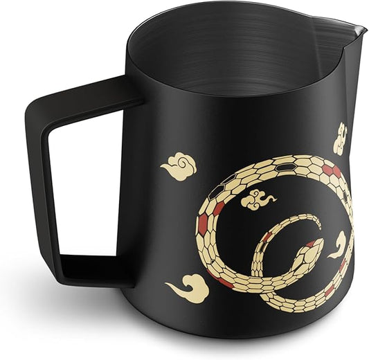 MHW-3BOMBER Espresso Steaming Pitcher Milk Frothing Pitcher Stainless Steel Milk Coffee Cappuccino Latte Art Barista Cup (5.0 Black(printing), 16.9 Ounces) P5159S-OS