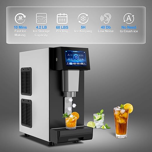 Nugget Ice Makers Countertop Soft Chewable Pellet Ice Machine with Auto-Cleaning Function, Ice/Water/Ice-Water Mix Mode, 68Lbs/24H Portable Countertop Ice Makers for Home Party RV Camping