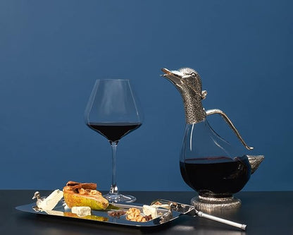 Regent Silverplated Duck Decanter 25.3 oz, 750ml Carafe, Wine Gift, Decanter for Wine, Men/Women's Good Gift on Special Day