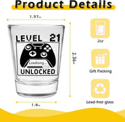 21st Birthday Gifts for Him or Her – Level 21 Unlocked Shot Glass with Black Gift Box, Funny 21st Birthday Present for Men Women Friends, Turning 21 Celebration Gift for Gamer-Themed Parties