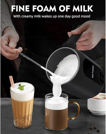Milk Frother, 4 in 1 Electric Milk Steamer Warmer Foam Maker for Frothing and Heating Coffee, Latte, Macchiato, Cappuccino, Hot Chocolate (US Plug)