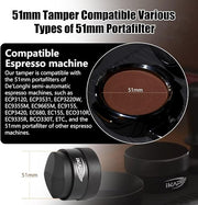 IKAPE 51MM Coffee Distributor, Black Design of Bottom Propeller, Gravity Adaptive Espresso Distributor Fits All 51MM Espresso Portafilter, Compatible with 51MM Delonghi Bottomless Portafilter