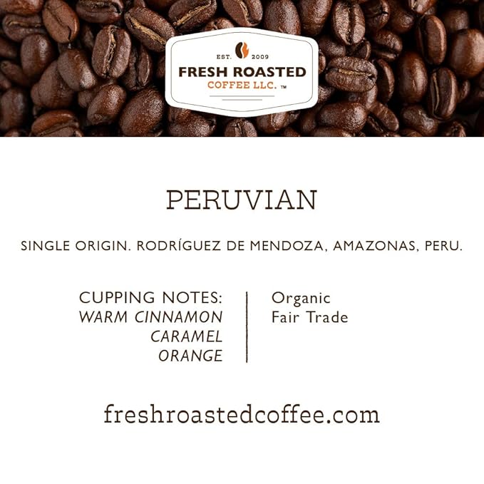 Fresh Roasted Coffee, Organic Peru | Mold & Myco 3rd Party Tested, USDA Organic, Kosher | Med Roast 72 Pods for K Cup Brewers