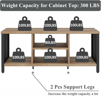 FATORRI Coffee Table for Living Room, Rustic Wood Center Table with Shelves, Farmhouse Rectangle Cocktail Tea Tables (Rustic Oak)