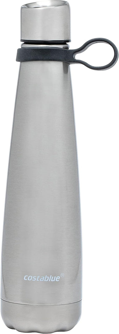 Insulated Water Bottle - On-The-Go Refillable Stainless Steel Water Bottles For Adults, Reusable Thermos Travel Tumbler With Leak-proof Lid For Hot & Cold Beverages (17Oz. Stainless Steel)