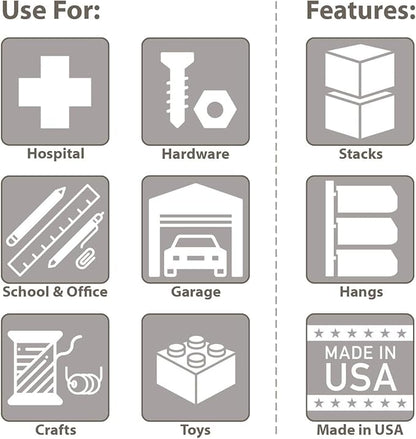 Akro-Mils 30224 AkroBins Plastic Storage Bins, Space-Saving Stackable Bins for Garage, Pantry, Craft Organization, 11" L x 4" W x 4" H, Red, 12-Pack