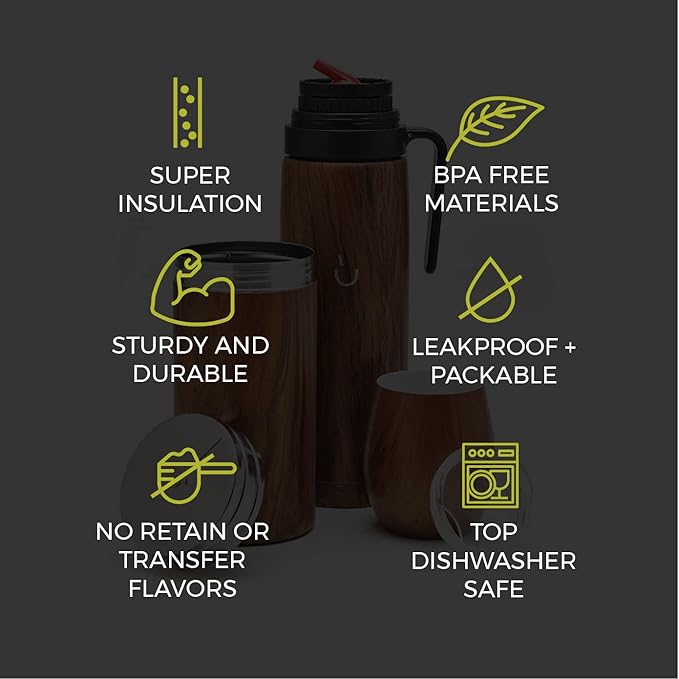 BALIBETOV Complete Yerba Mate Set - Modern Mate Gourd, Thermal Flask, Yerba Container, Bombilla and Cleaning Brush Included - All Premium Quality 304 18/8 Stainless Steel