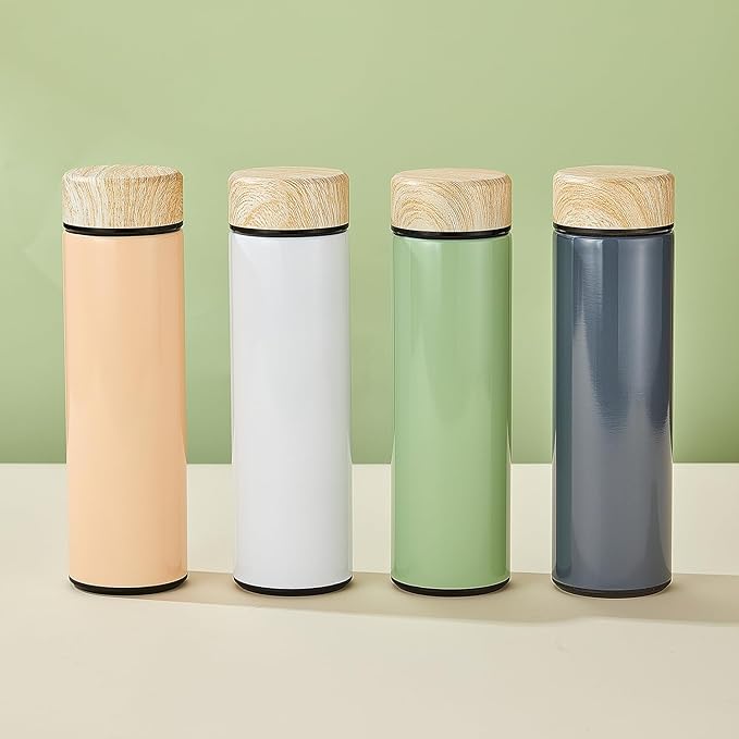 15oz Water Bottle Stainless Steel Thermos Flask - Insulated Vacuum, Leak Proof, Keeps Drinks Hot/Cold - Ideal for Coffee, Tea, Water - White