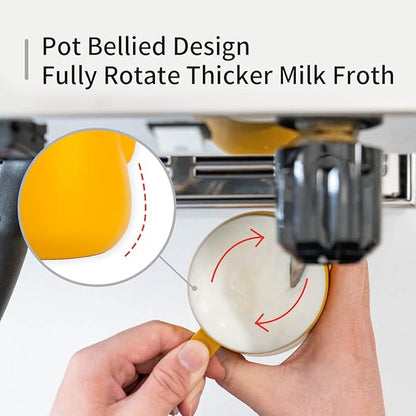 watchget Milk Frothing Pitcher 500ml/17oz Espresso Steaming Pitcher with Matte Yellow Coating Stainless Steel Milk Steamer Jug Milk Frothing Cup, Yellow