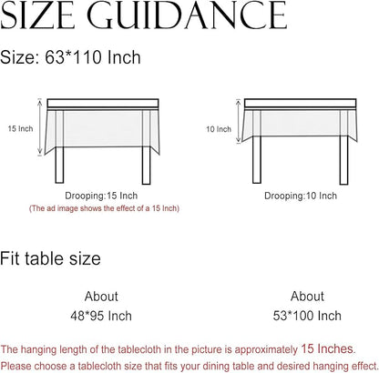 Designer Off White Linen Extra Long Rectangle Tablecloth,Floral Elegant Table Cloth,Stain Resistant Vintage Decor Tablecloths for Dining Thanksgiving Kitchen Party,63"*110"-Serenity G