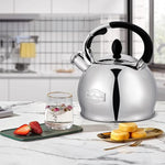 Load image into Gallery viewer, SUSTEAS Stove Top Whistling Tea Kettle - Food Grade Stainless Steel Teakettle Teapot with Cool Touch Ergonomic Handle, With 1 Silicone Pinch Mitt Included,2.64 Quart(SILVER)