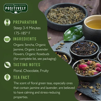 Organic Positively Tea Company, Secret Garden, Green Tea, Loose Leaf, 16 Ounce
