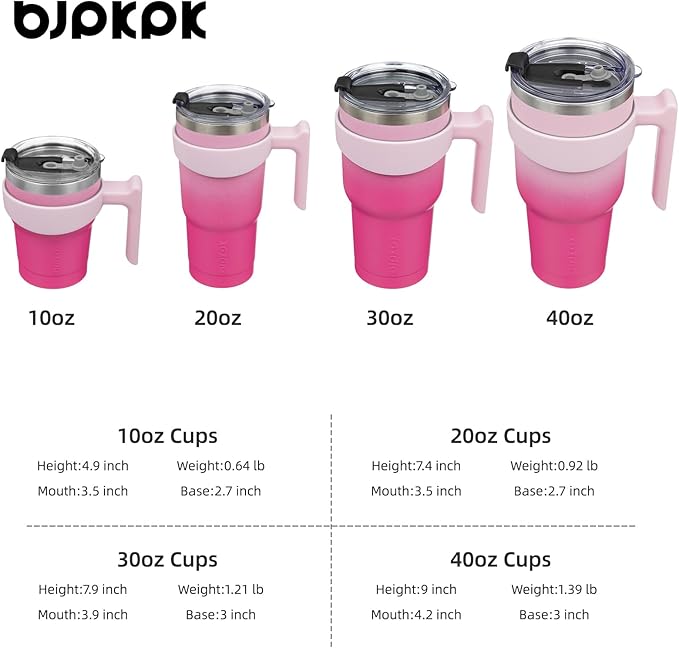 BJPKPK Tumbler With Handle 30oz Stainless Steel Insulated Tumbler Mugs With Lid And Straw For Women And Men,Cherry Blossom