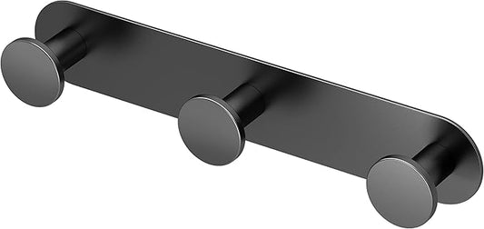Gatco 1282MX Modern Decor Wall Hook. Coat Hat Towel Robe Hook. for Entryway, Living, Kitchen, Bathroom, Bedroom. 3-Hook. Sturdy Matte Black on Premium Brass.