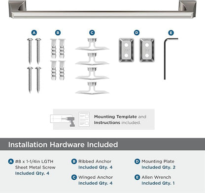 Amerock BH36023G10 | Brushed Nickel Towel Bar | 18 in (457 mm) Towel Rack | Mulholland | Bathroom Towel Holder | Bathroom Hardware | Bath Accessories