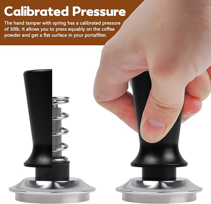 Espresso Tamper 51mm & Espresso Stirrer, Coffee Tamper for Espresso Machine, Espresso Distribution Tool, Espresso Stamp Press, Calibrated Spring Loaded Hand Tamper Stainless Steel Base (51mm)