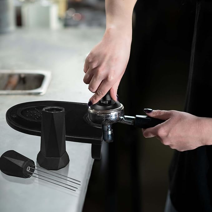 Espresso Tamper, Coffee Tamper with Espresso Distribution Tool, Espresso Tamper Mat, Espresso Dosing Funnel, Espresso Accessories, Wdt Tool Espresso, 51mm Espresso Tamper for Espresso Coffee Machine