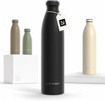 Load image into Gallery viewer, LARS NYSØM Stainless Steel Insulated Water Bottle 12oz 17oz 25oz 34oz 51oz | Insulated Thermo Flask for Hot and Cold Beverages | Leakproof Drinking Bottle (Carbon Black, 33.9oz)