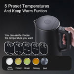 Load image into Gallery viewer, 1.5L Electric Kettle Stainless Steel, Double Wall Cool Touch Teapot, Fast Boil,5 Temperature Control, LED Display, Auto Shut-Off, BPA-Free,Keep Warm Function, Ideal for Tea &amp; Coffee,Black