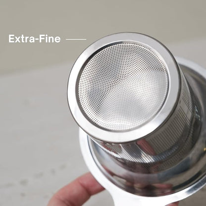 WENSHUO Ceramic Tea Infuser Cup with Stainless Steel Brewing Basket and Lid, Perfect for Steeping Floral Teas, Large Capacity, 20oz, Matte Crème