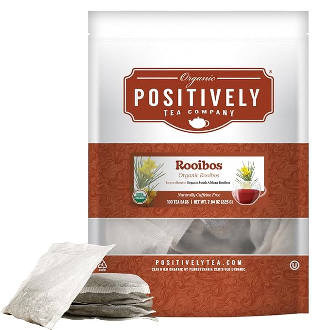 Organic Positively Tea Company, South African Red Rooibos Tea Bags, 100 Count, Eco-Friendly Tea Bags, Non-GMO