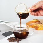 Load image into Gallery viewer, 2 Pack Double Spouts Measuring Triple Pitcher Milk Cup 75ML Espresso Shot Glasses Parts Clear Glass