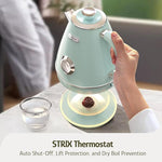 Load image into Gallery viewer, Hazel Quinn Retro Electric Kettle - 1.7 Liters / 57.5 Ounces Tea Kettle with Thermometer, All Stainless Steel, 1200 Watts Fast Boiling, BPA-free, Cordless, Automatic Shut Off - Mint Green