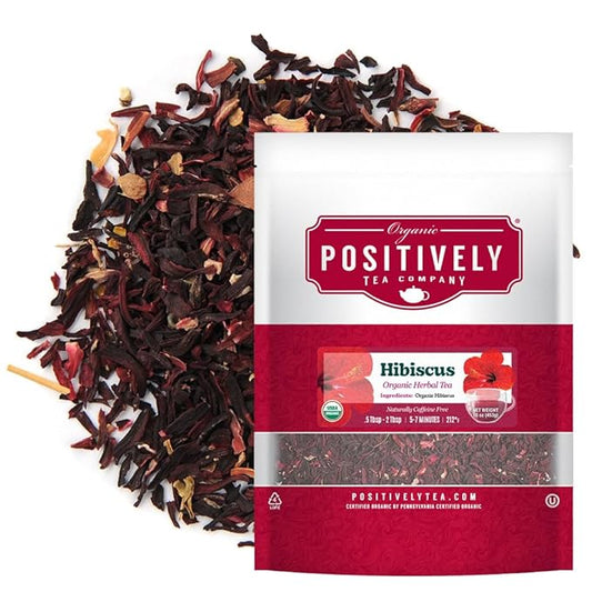 Organic Positively Tea Company, Hibiscus, Herbal Tea, Loose Leaf, 16 Ounce