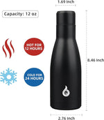 Load image into Gallery viewer, BJPKPK Insulated Water Bottle 12oz Small Stainless Steel Water Bottles Reusable Metal Thermal Keep Cold and Hot,Midnight Black