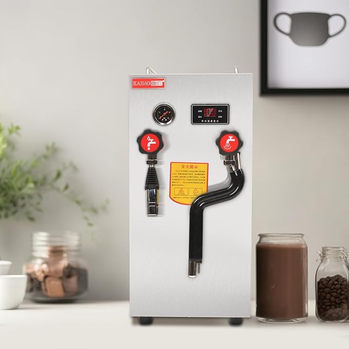 2500W Commercial Milk Frother, 8L/2.1 Gallon Full-Automatic Steam Boiling Water Milk Foaming Machine/Espresso Coffee Machine w/LED Display for Home, Coffee Shops, Bars, Milk Tea Shops