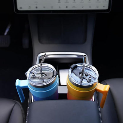 BJPKPK Tumbler With Handle 20oz Stainless Steel Insulated Tumbler Mugs With Lid And Straw For Women And Men,Sky