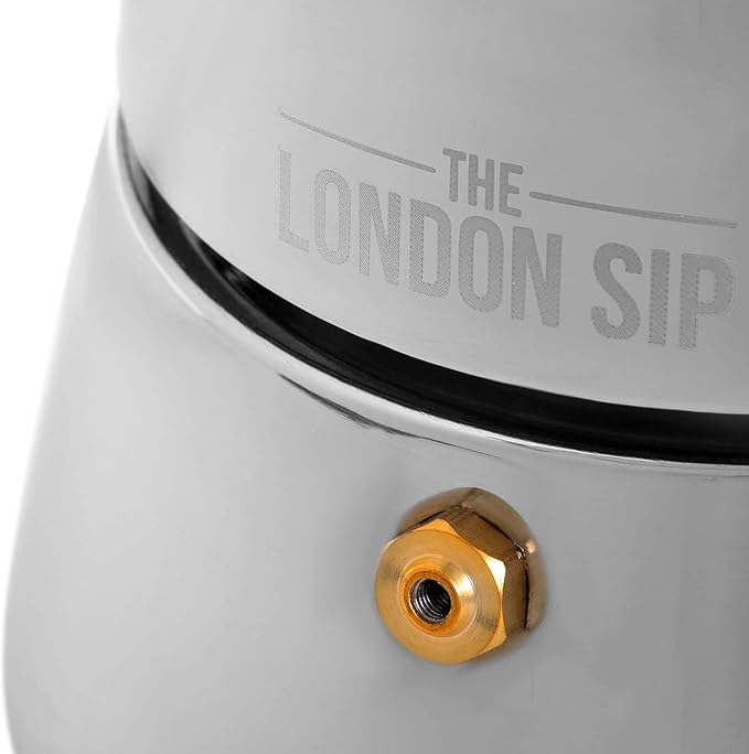 London Sip Stainless Steel Stovetop Espresso Maker Moka Pot Italian Coffee Percolator, Silver, Large (16.9 oz)