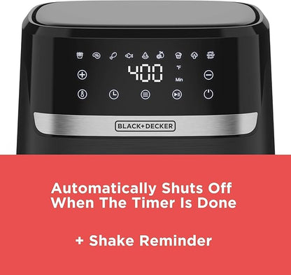 BLACK+DECKER Purifry 8QT Air Fryer, Crispy Deep Fried Taste without the Fat, Plus Bake, Dehydrate, and Keep Food Warm, Digital Touchscreen and Auto Shut-Off