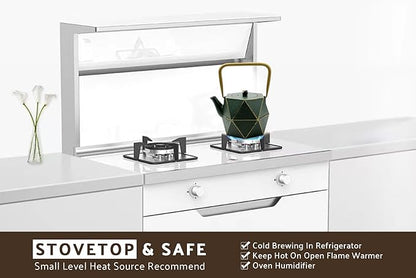 Toptier Cast Iron Teapot, Stovetop Safe Japanese Cast Iron Tea Kettle, Diamond Design Tea Pot with Removable Infuser for Loose Tea, 54 Ounce (1600 ml), Dark Green